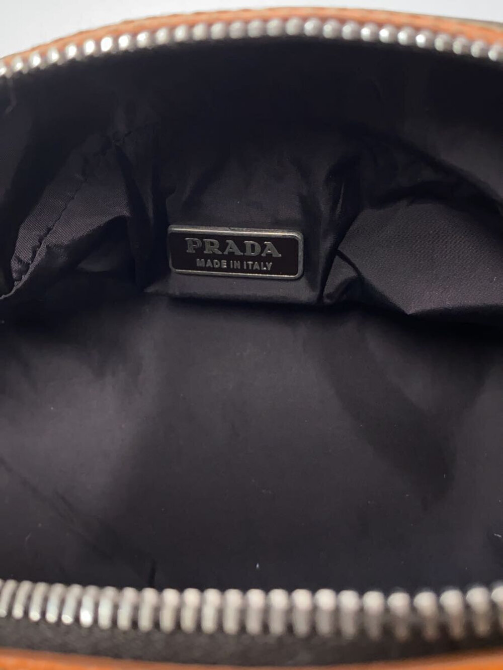 Prada Tessuto pouch khaki green brown leather - Picture 6 of 7